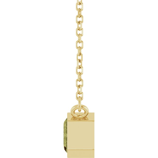14K Yellow Gold Emerald 7 X 5 Mm Polished Lab-Grown Gem Solitaire 18 In Necklace