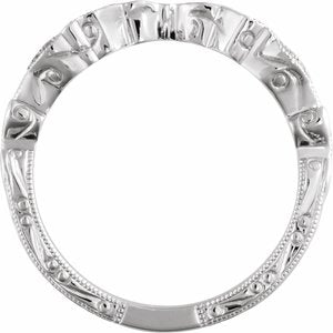 14K White Gold Round 7.4 Mm Si2, H :: 0.05 Ctw Polished .05 Ctw Natural Diamond Vintage-Inspired Matching Band Size 6