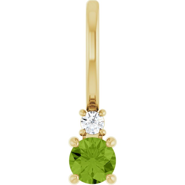 14K Yellow Gold Round Si2-Si3, G-H Polished Natural Gem And Natural Diamond Charm/Pendant
