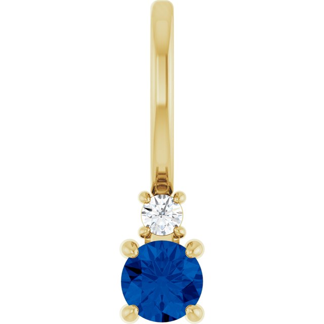 14K Yellow Gold Round Si2-Si3, G-H Polished Lab-Grown Gem And Natural Diamond Charm/Pendant