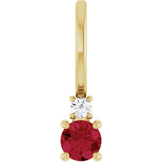 14K Yellow Gold Round Si2-Si3, G-H Polished Lab-Grown Gem And Natural Diamond Charm/Pendant