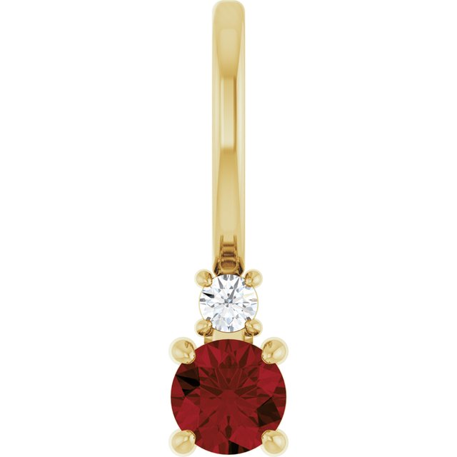 14K Yellow Gold Round Si2-Si3, G-H Polished Natural Gem And Natural Diamond Charm/Pendant
