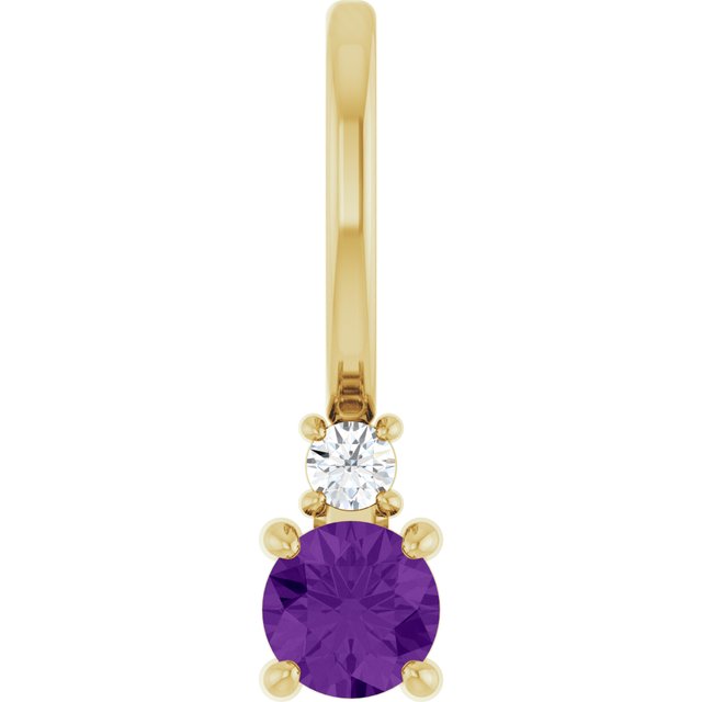 14K Yellow Gold Round Si2-Si3, G-H Polished Natural Gem And Natural Diamond Charm/Pendant