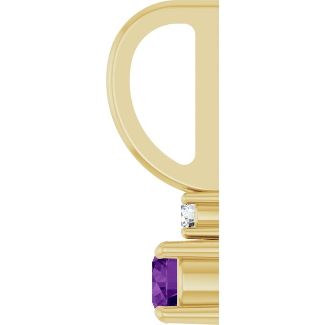 14K Yellow Gold Round Si2-Si3, G-H Polished Natural Gem And Natural Diamond Charm/Pendant