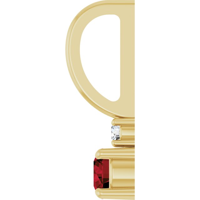 14K Yellow Gold Round Si2-Si3, G-H Polished Natural Gem And Natural Diamond Charm/Pendant