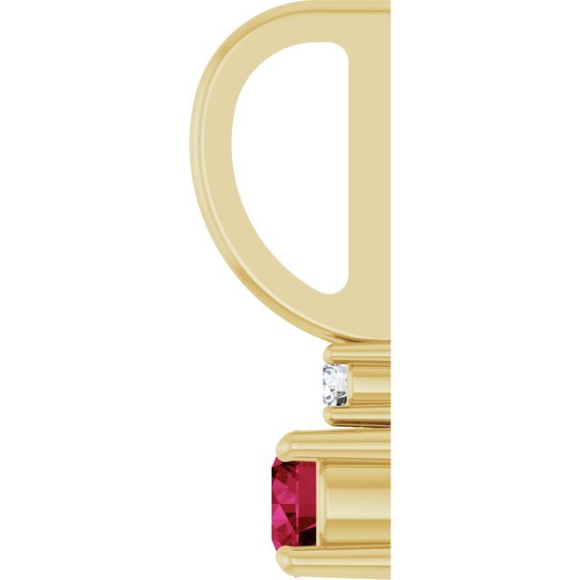 14K Yellow Gold Round Si2-Si3, G-H Polished Lab-Grown Gem And Natural Diamond Charm/Pendant