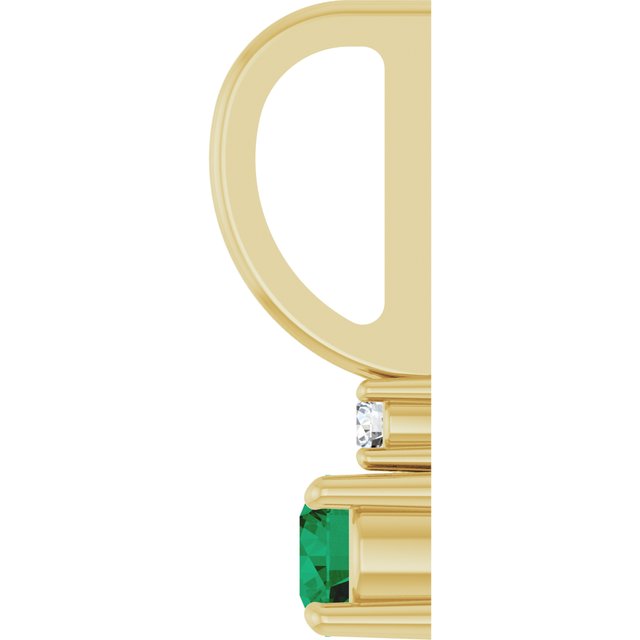 14K Yellow Gold Round Si2-Si3, G-H Polished Lab-Grown Gem And Natural Diamond Charm/Pendant