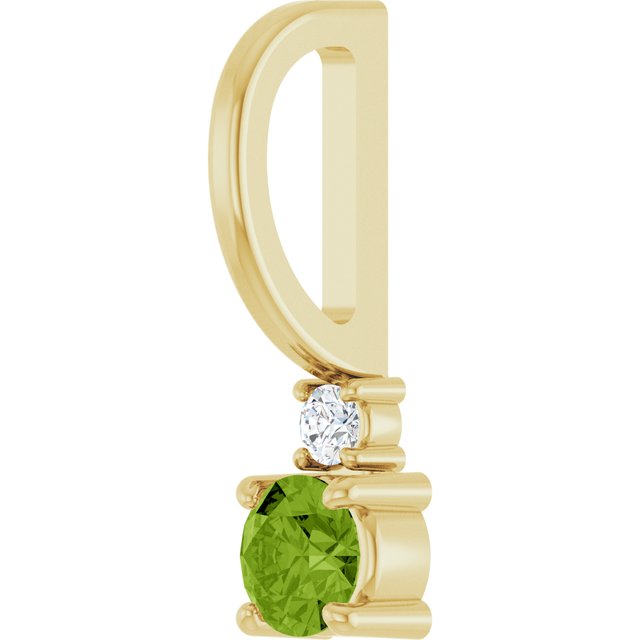 14K Yellow Gold Round Si2-Si3, G-H Polished Natural Gem And Natural Diamond Charm/Pendant