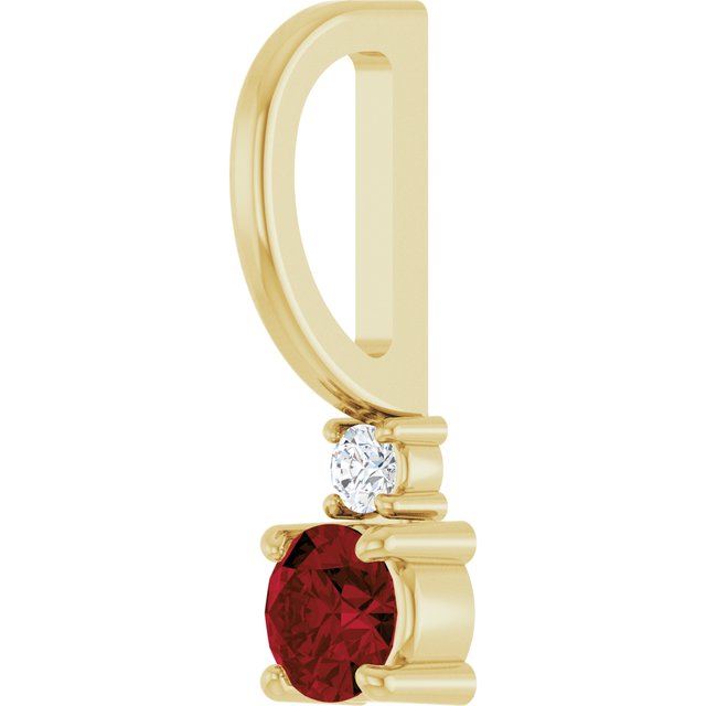 14K Yellow Gold Round Si2-Si3, G-H Polished Natural Gem And Natural Diamond Charm/Pendant