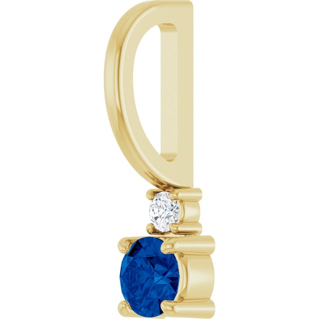 14K Yellow Gold Round Si2-Si3, G-H Polished Lab-Grown Gem And Natural Diamond Charm/Pendant