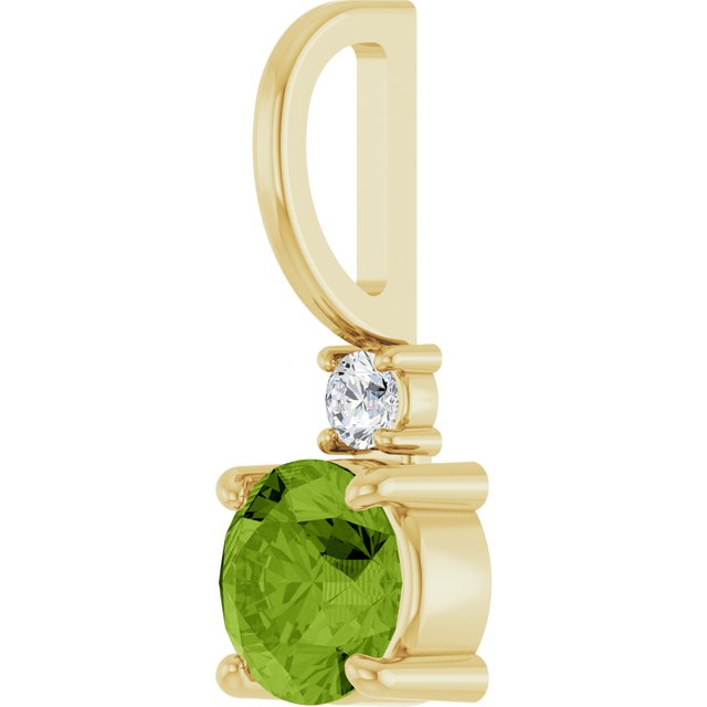 14K Yellow Gold Round Si2-Si3, G-H Polished Natural Gem And Natural Diamond Charm/Pendant