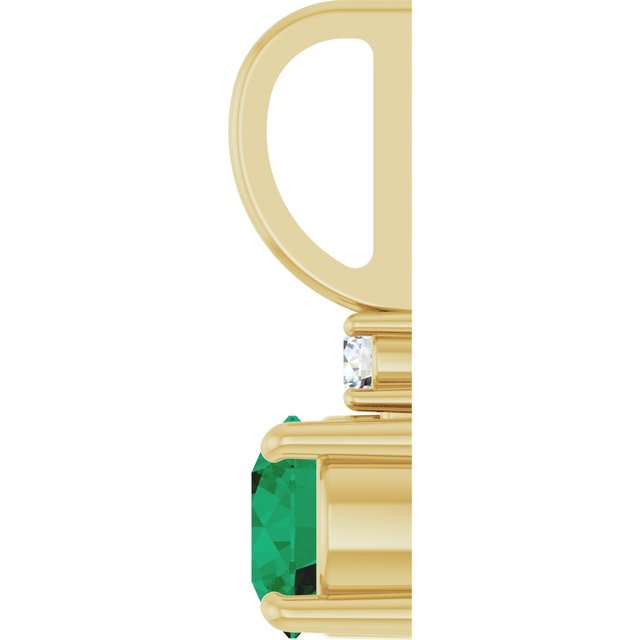 14K Yellow Gold Round Si2-Si3, G-H Polished Lab-Grown Gem And Natural Diamond Charm/Pendant