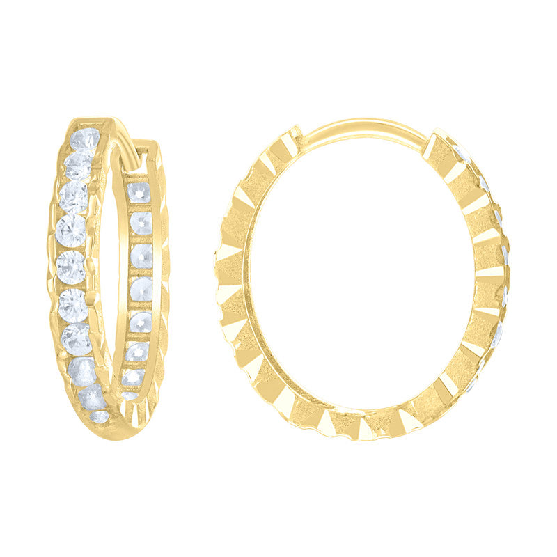 10kt Yellow Gold Womens Cubic-Zirconia Fashion Hoop Earrings