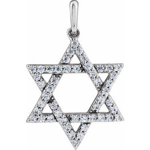14K Yellow Or White Gold 3/8 CTW Natural Diamond Star of David Pendant