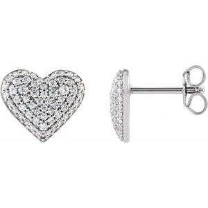 14K White Gold Round 1.3 Mm 1/2 Ctw Lab Grown Diamond Puffed Heart Earring