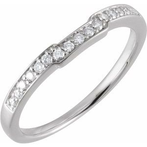 14K White Gold Round 1.25 Mm Polished 1/6 Ctw Natural Diamond Matching Band Size 7
