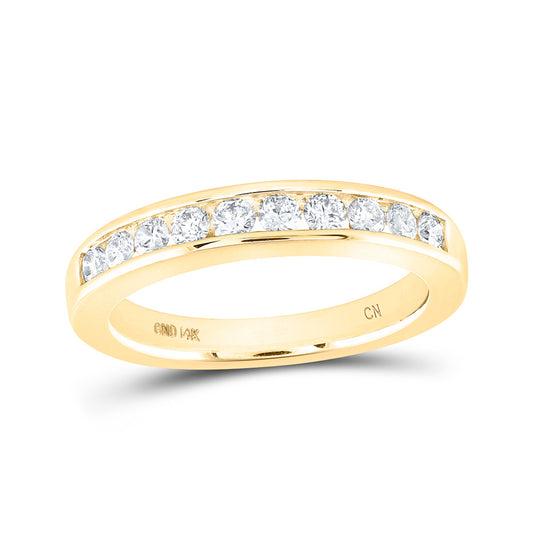 14K Yellow Gold Womens Round Diamond Wedding Channel Set Band 1/2 Cttw, Womens Size: 5-10