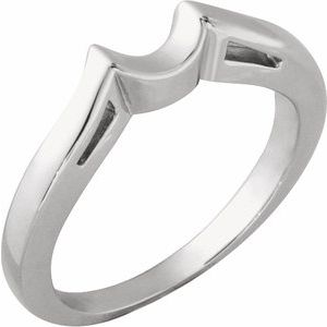 14K White Gold Round 8.2 Mm Polished Matching Band Size 6