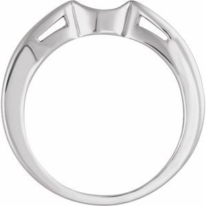 14K White Gold Round 8.2 Mm Polished Matching Band Size 6