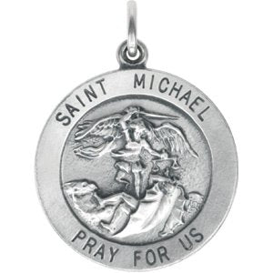 Sterling Silver 25 Mm Polished St.Michael Medal