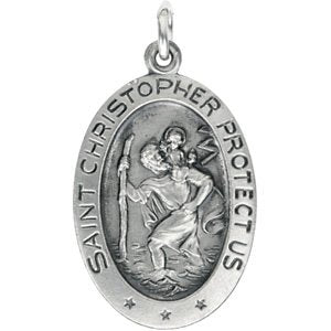 Sterling Silver 22 X 15 Mm Polished St. Christopher Medal