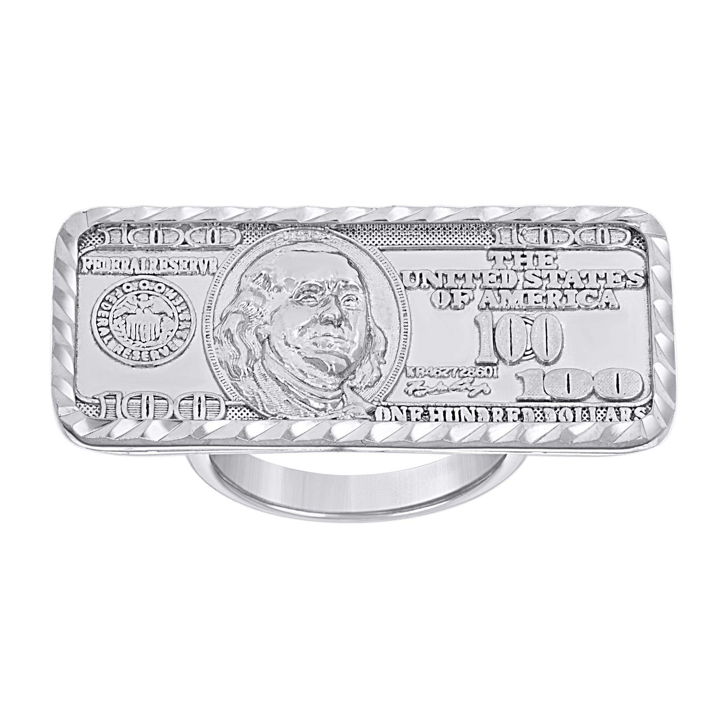 Sterling Silver Mens 100 Dollar Bill Currency Fashion Bridal Anniversary Wedding Engagement Band Ring S8-S10