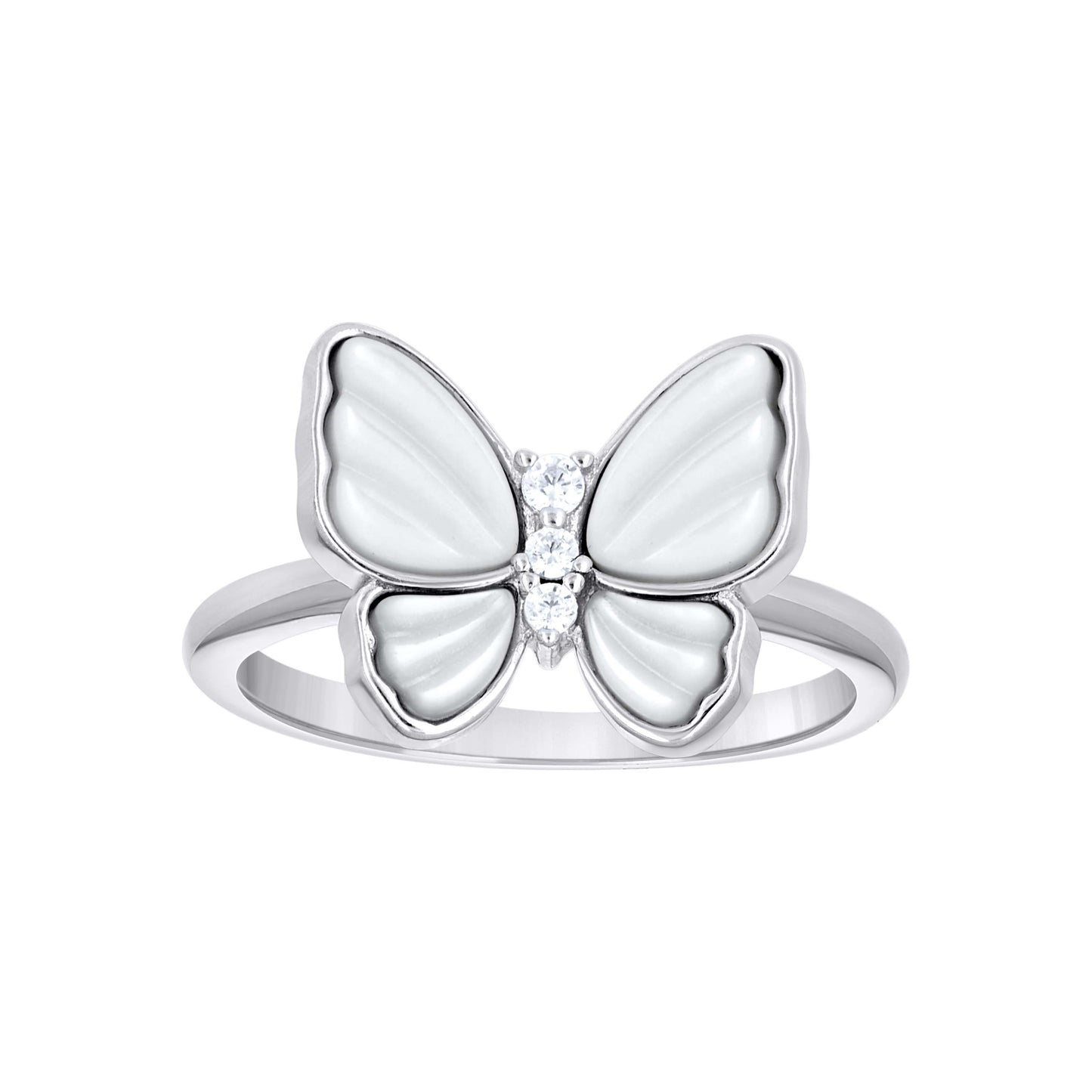 Sterling Silver Women's Cubic-Zirconia Butterfly Fashion Bridal Anniversary Wedding Engagement Band Ring