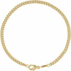14K Yellow Gold Curb Chain, Length: 8 In, Width: 3.4 Mm