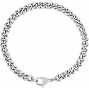 Stainless Steel Lobster Clasp Curb Chain Bracelet, Length: 8 In, Width: 6.3 Mm