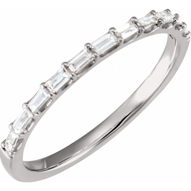 14K Yellow Or White Or Rose Gold Or Platinum Straight Baguette 2.4 X 1.2 Mm  Si, G-H Polished 1/4 Ctw Lab-Grown Diamond Matching Band, Size 7
