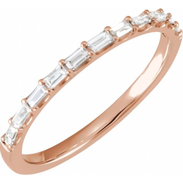 14K Yellow Or White Or Rose Gold Or Platinum Straight Baguette 2.4 X 1.2 Mm  Si, G-H Polished 1/4 Ctw Lab-Grown Diamond Matching Band, Size 7
