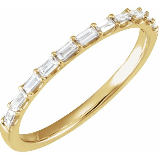 14K Yellow Or White Or Rose Gold Or Platinum Straight Baguette 2.4 X 1.2 Mm  Si, G-H Polished 1/4 Ctw Lab-Grown Diamond Matching Band, Size 7