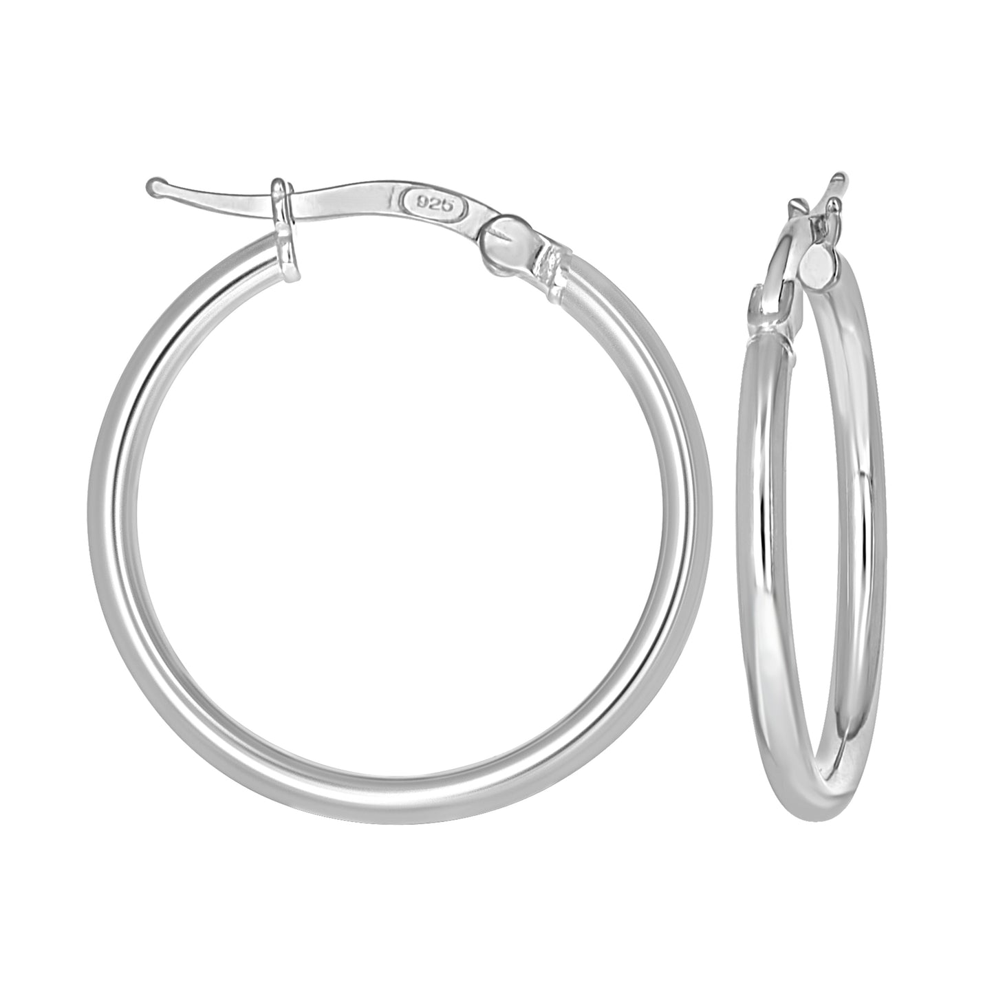 Sterling Silver Womens Round Tube Hoop Earrings