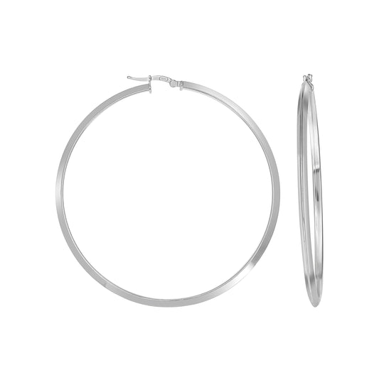 Sterling Silver Womens Knife Edge Hoop Earrings 3mm– Elegant Jewelry Gift for Birthday, Anniversary, Engagement, Wedding