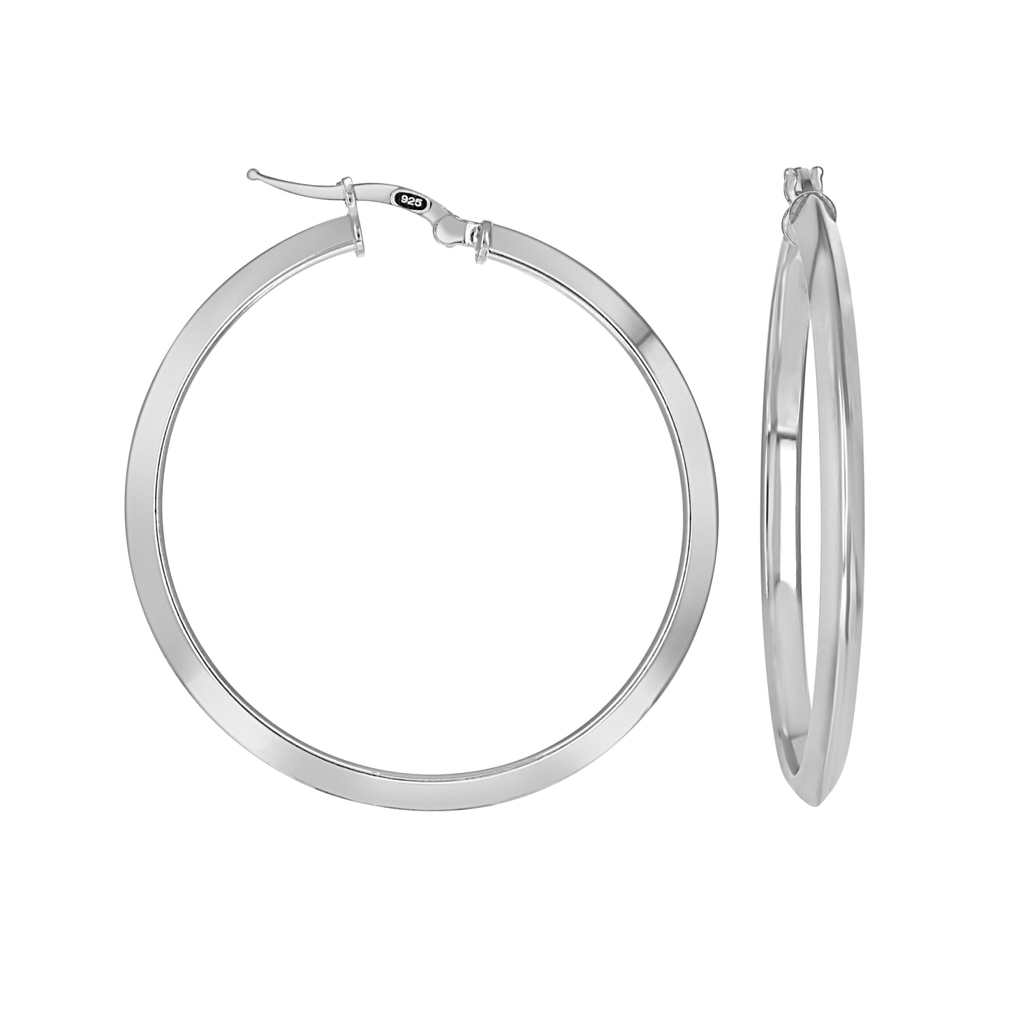 Sterling Silver Womens Knife Edge Hoop Earrings
