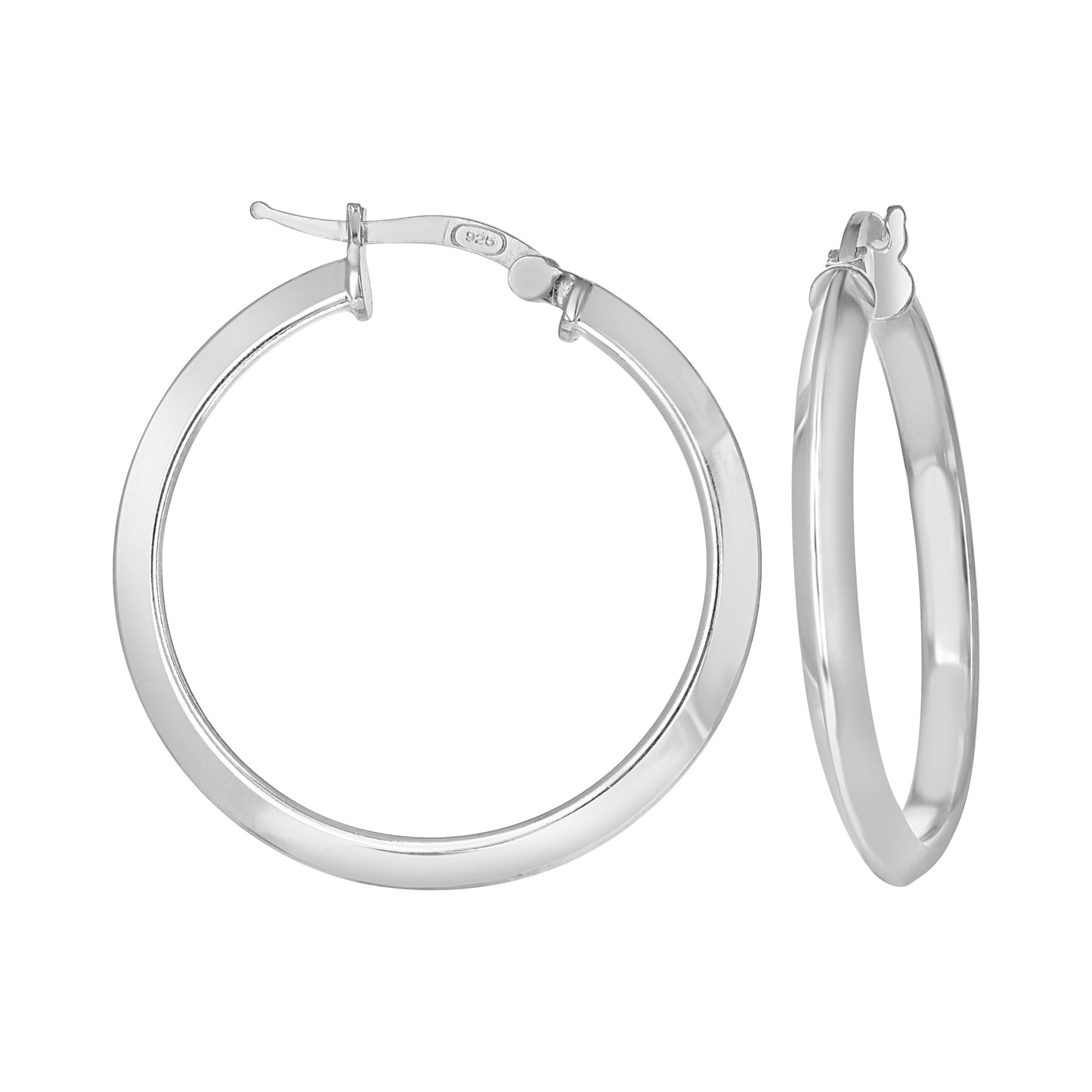 Sterling Silver Womens Knife Edge Hoop Earrings