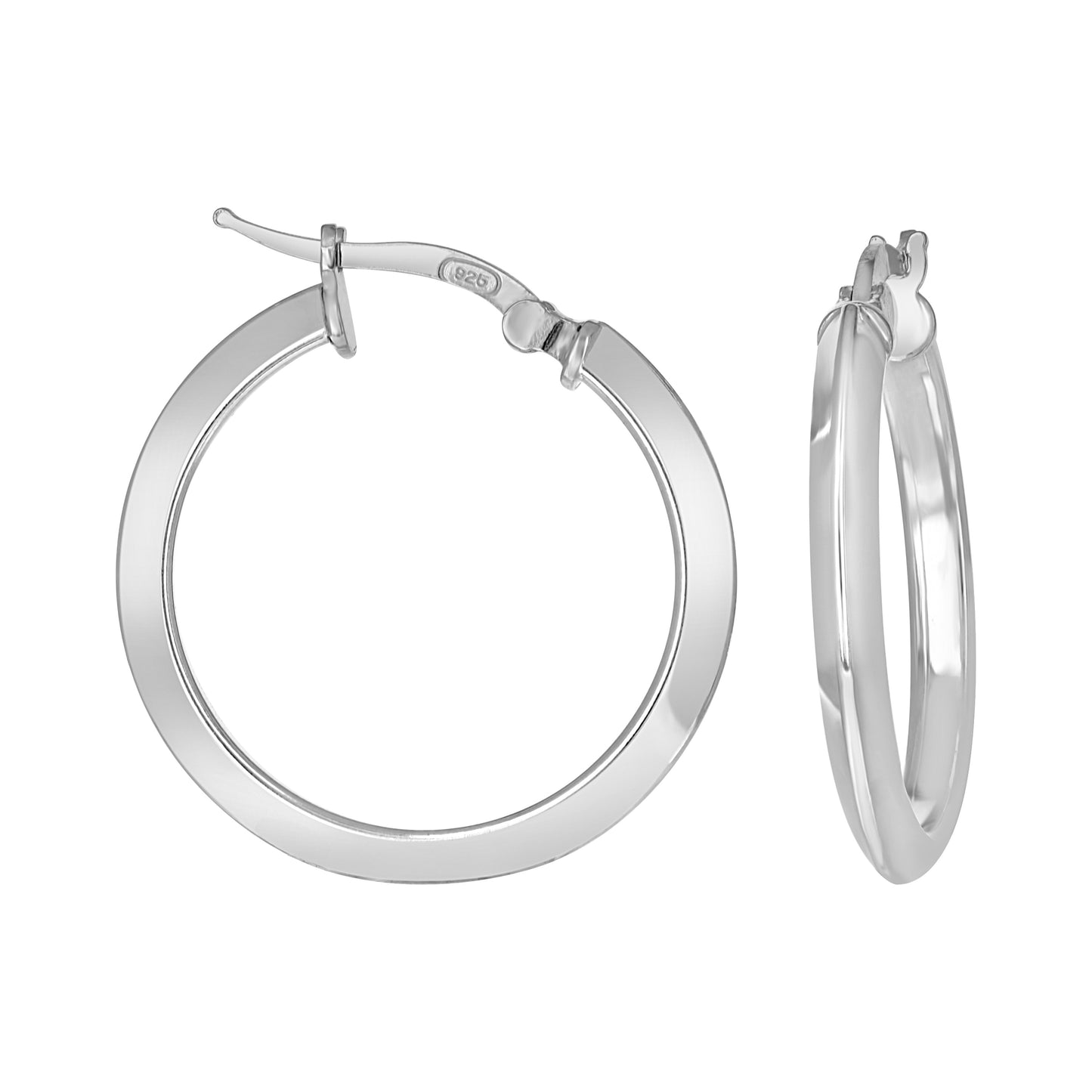 Sterling Silver Womens Knife Edge Hoop Earrings