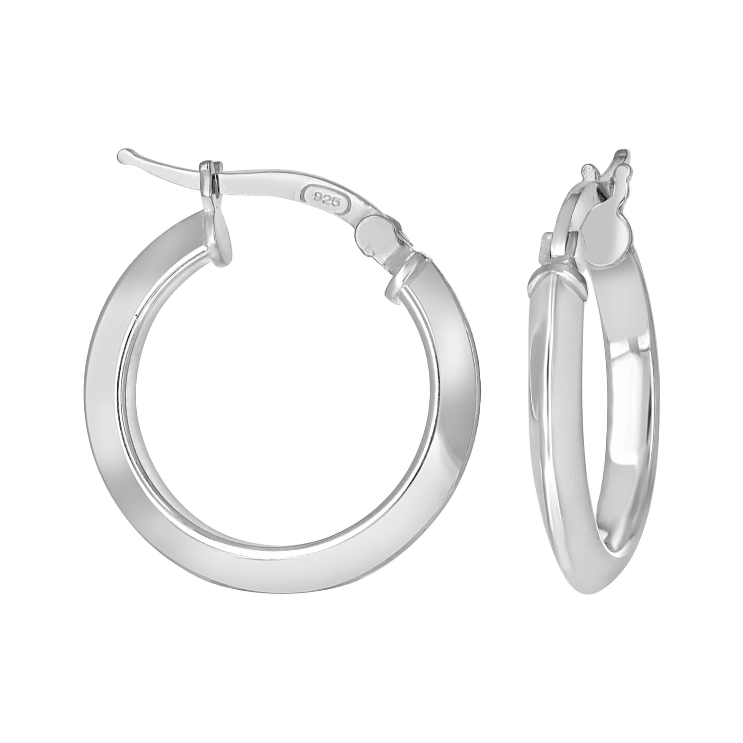 Sterling Silver Womens Knife Edge Hoop Earrings