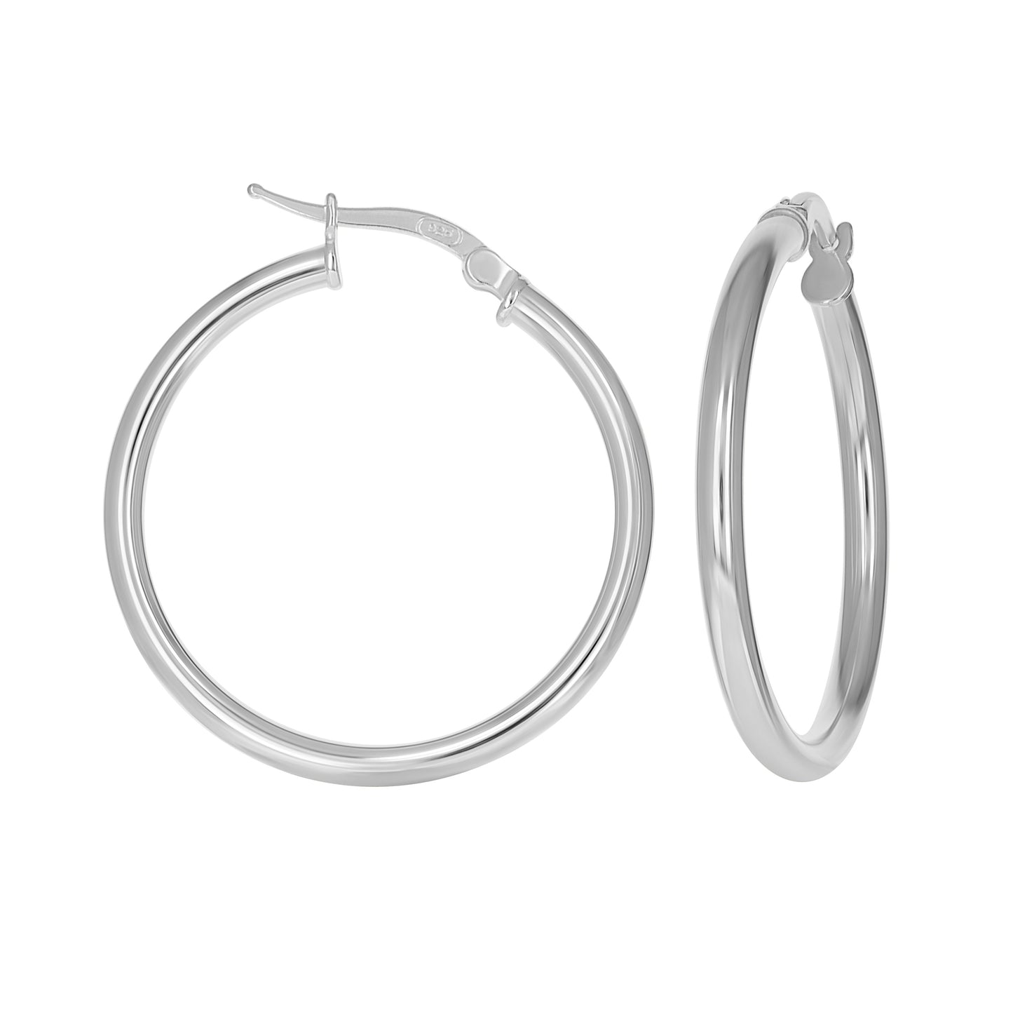 Sterling Silver Womens 2.5mm Round Tube Hoop Earrings – Elegant Jewelry Gift for Birthday, Anniversary, Engagement, Wedding