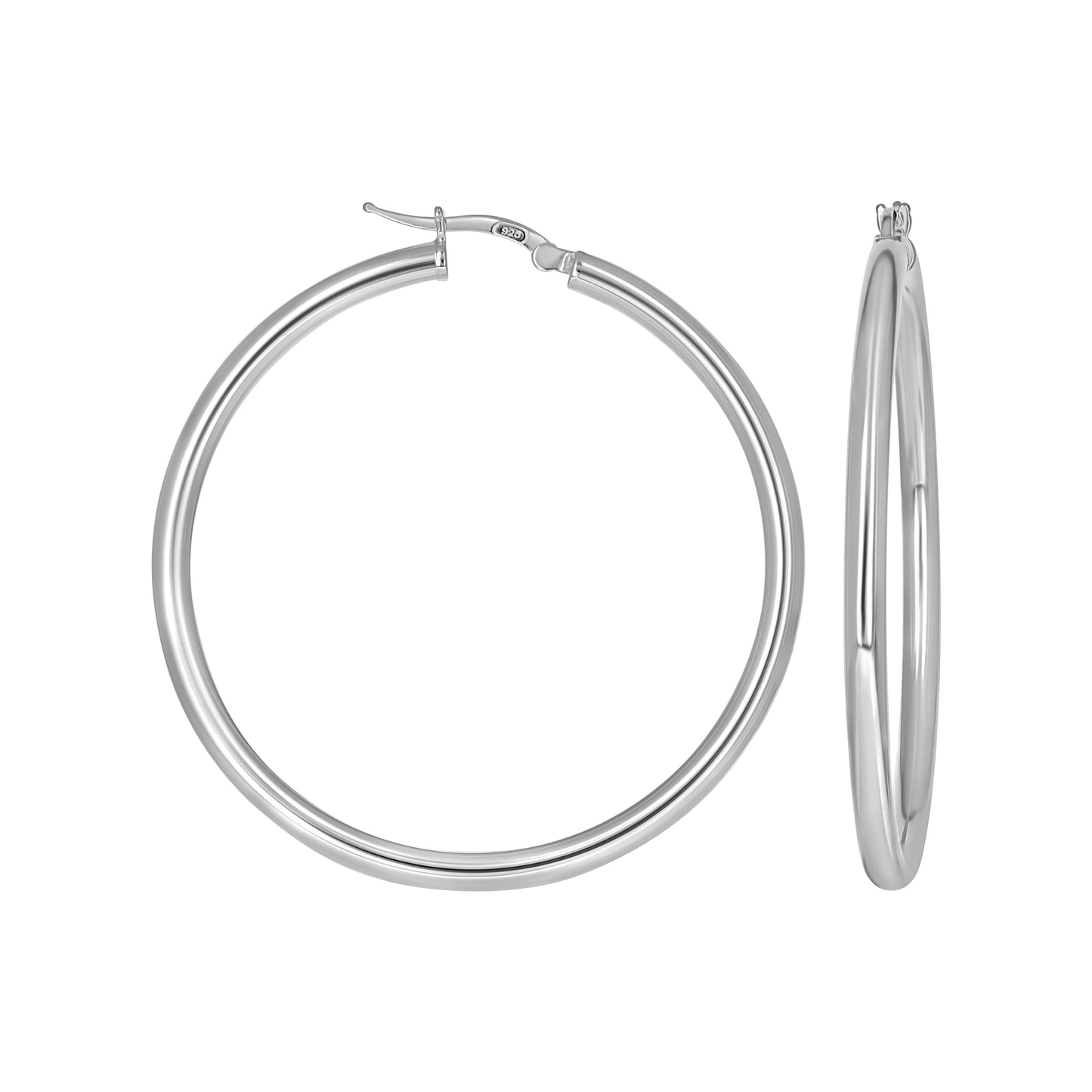 Sterling Silver Womens Round Tube Hoop Earrings