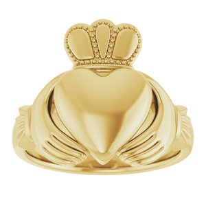 14K Yellow Or White Or Rose Gold Or Sterling Silver Or Platinum Claddagh Band