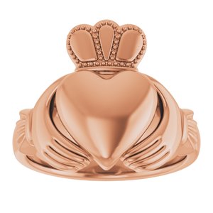 14K Yellow Or White Or Rose Gold Or Sterling Silver Or Platinum Claddagh Band
