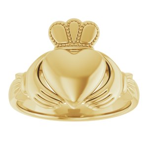 14K Yellow Or White Or Rose Gold Or Sterling Silver Or Platinum Claddagh Band