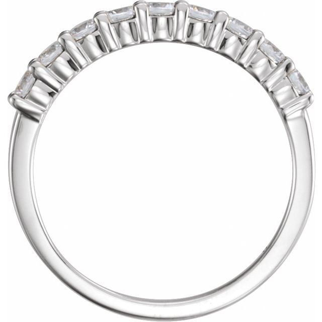 Platinum Round 2.5 Mm Polished 1/2 Ctw Natural Diamond Anniversary Band, Size 7