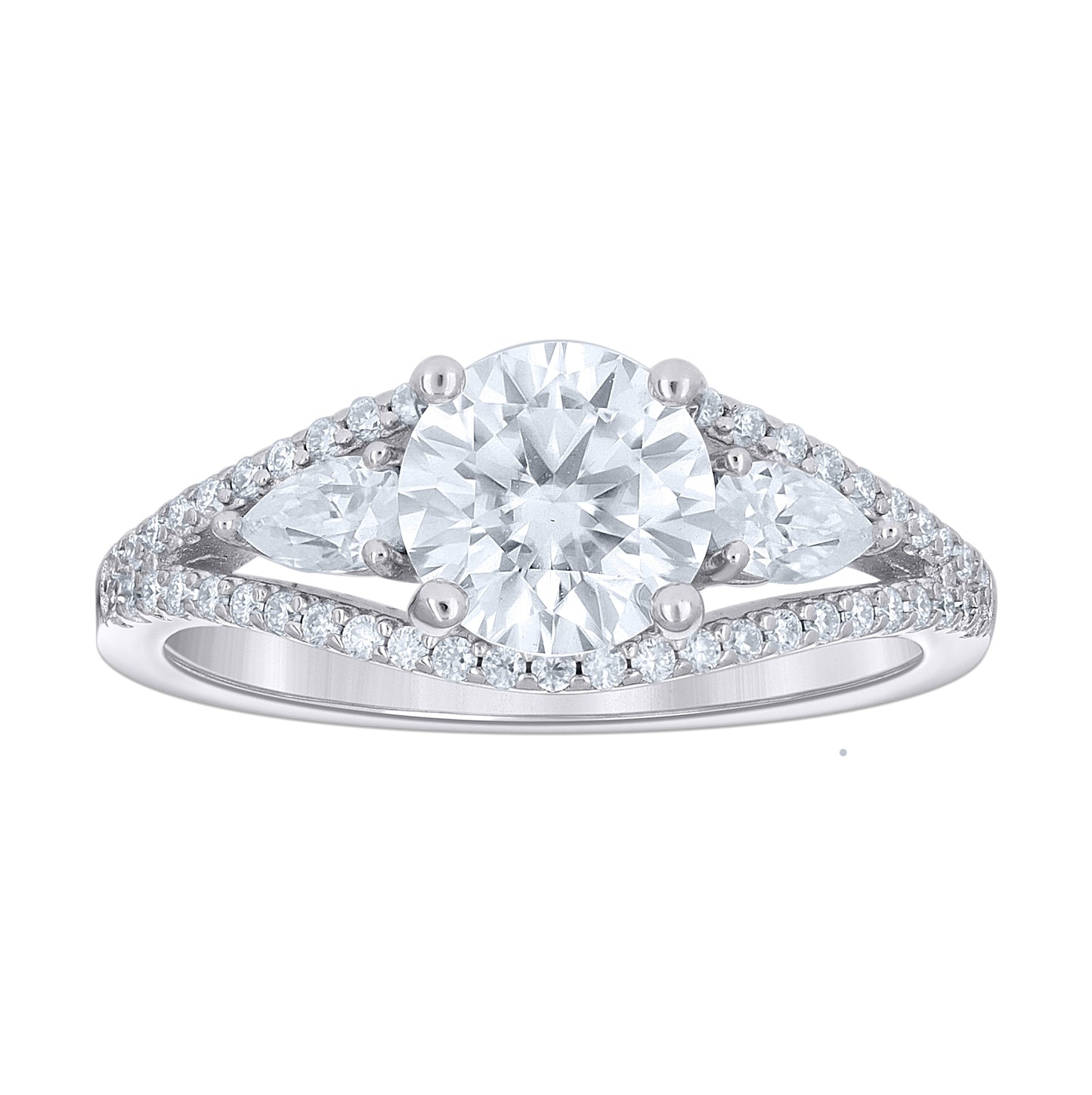 Sterling Silver Womens Round Pear Cubic-Zirconia Engagement Ring Size 10– Elegant Jewelry Gift for Birthday, Anniversary, Engagement, Wedding