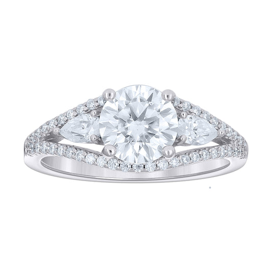 Sterling Silver Womens Round Pear Cubic-Zirconia Engagement Ring Size 10– Elegant Jewelry Gift for Birthday, Anniversary, Engagement, Wedding