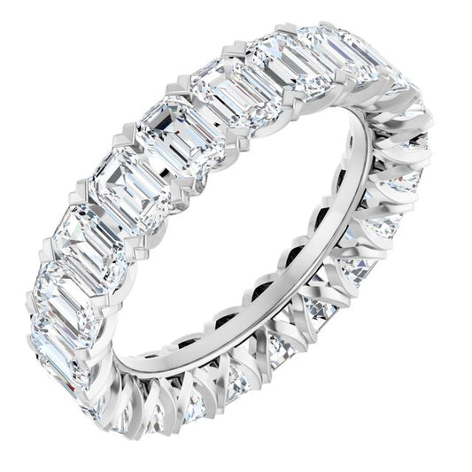 14K White Gold Emerald 4.5 X 3.1 Mm Vs, G-H Polished 5 5/8 Ctw Lab-Grown Diamond Eternity Band, Size 8