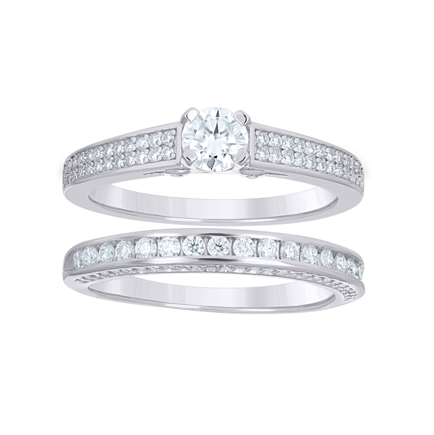 Sterling Silver Womens Cubic-Zirconia Duo Bridal Ring Set Size 10– Elegant Jewelry Gift for Birthday, Anniversary, Engagement, Wedding