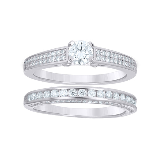 Sterling Silver Womens Cubic-Zirconia Duo Bridal Ring Set Size 10– Elegant Jewelry Gift for Birthday, Anniversary, Engagement, Wedding