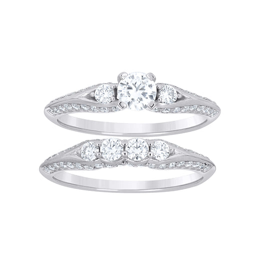 Sterling Silver Womens Cubic-Zirconia Duo Bridal Ring Set Size 10– Elegant Jewelry Gift for Birthday, Anniversary, Engagement, Wedding